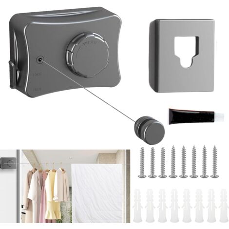Ligne à Linge Extensible 5,1 m, Ligne à Linge Réglable, Ligne à Linge Extensible Utilisable en Extérieur, Salon, Balcon, Chambre à Coucher, Gris (1/5)