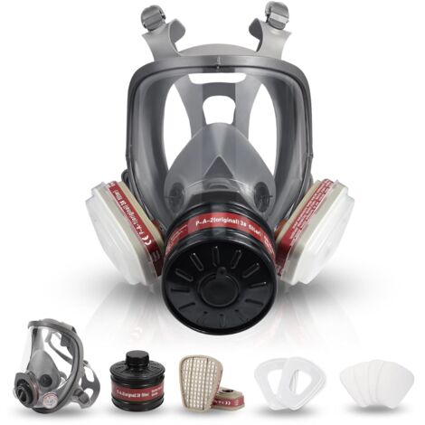 Masque à gaz réutilisable avec filtre à charbon actif 40 mm – Protection contre gaz, vapeur, poussière et produits chimiques – Ajustable silicone (1/5)