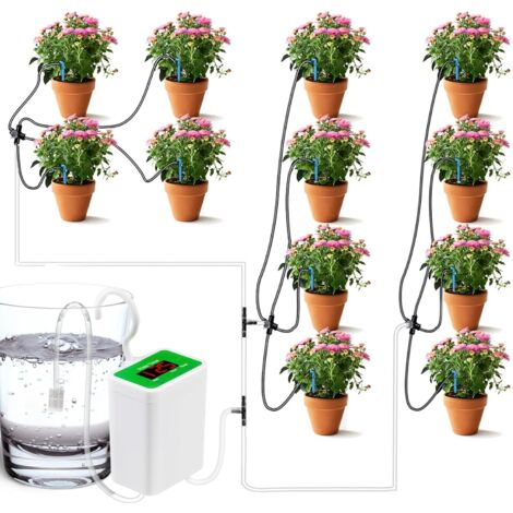 Système d'arrosage automatique pour plantes – Kit goutte à goutte 12 compte-gouttes – Minuterie programmable – Rechargeable USB 2000mAh (1/5)
