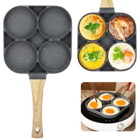 Crêpière antiadhésive en aluminium – 4 emplacements – Pour cuisson uniforme – Compatible gaz et induction – Petit-déjeuner pancakes et œufs au plat (1/5)