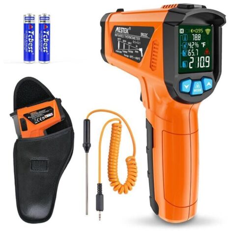 Thermomètre Infrarouges -50 ℃ 800℃ Laser Digital Thermometre et Sonde Pistolet Température IR Sans Contact LCD Alarme et Émissivité Réglable pour Cuisine/Pizza Industrial (1/5)
