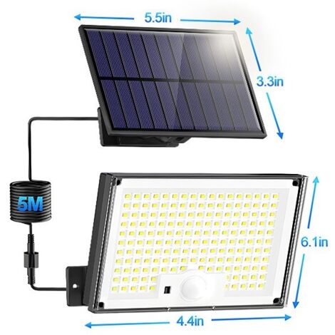 Lampe solaire extérieure avec détecteur de mouvement – 3 modes d'éclairage – IP65 étanche – Lumière blanche froide 6500K – Angle d'éclairage 270° (1/5)