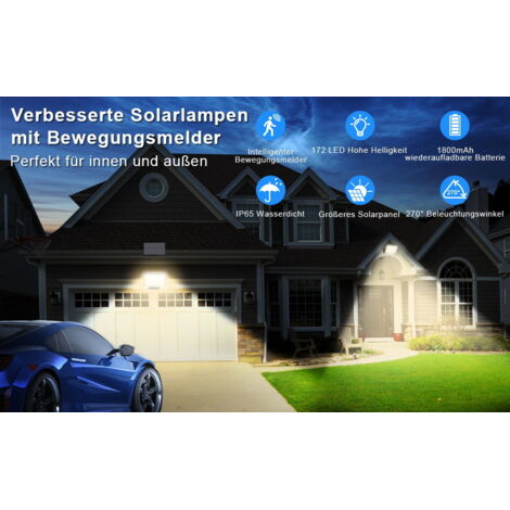 Projecteur Solaire Extérieur 342 LED Avec Détecteur De Mouvement - Télécommande - 3 Modes - IP65 étanche - Blanc Froid 6500K