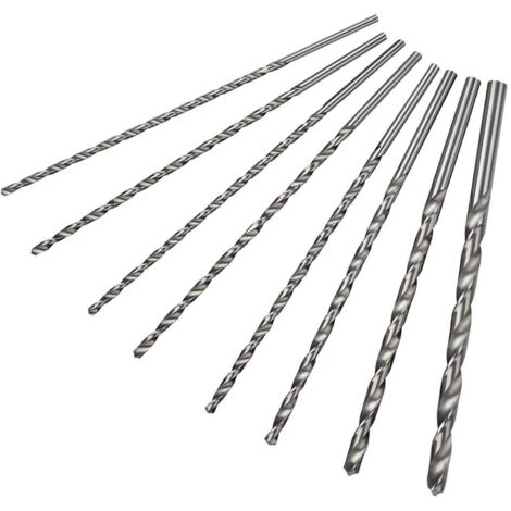 Jeu de 8 forets hélicoïdaux HSS 200mm – Acier rapide pour bois, métal, plastique – Diamètres 2-7mm – Performance accrue et coupe nette (1/5)