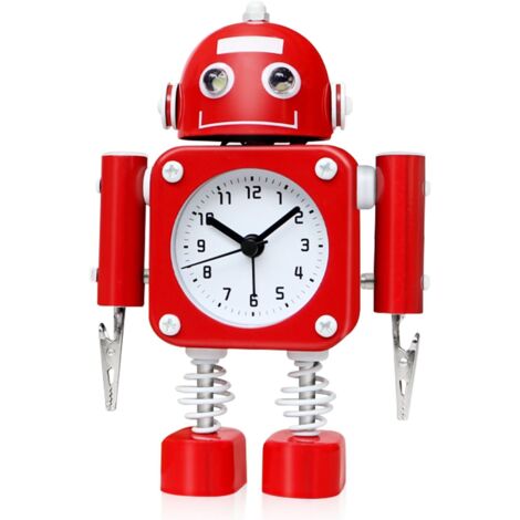 Betus Réveil robot sans chatouillement en acier inoxydable – Réveil avec lumière clignotante et pince à main (rouge rubis) (1/5)