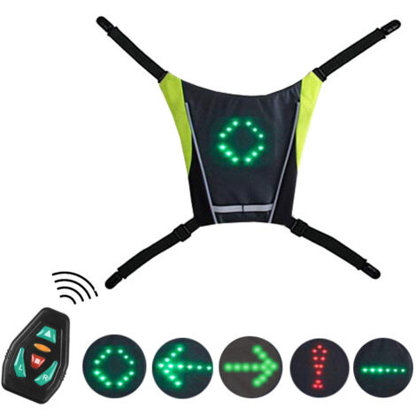Gilet de Cyclisme Réfléchissant, Réfléchissant Sac à Dos Attachement Clip, Rechargeable USB avec LED Clignotant Télécommande Équipement de Sécurité pour Cyclisme, Course à Pied (1/4)
