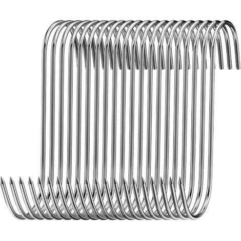 Lot de 20 crochets de boucher en acier inoxydable 15 cm – Capacité 3 kg – Crochets en S pour viande et poisson – Antirouille (1/5)