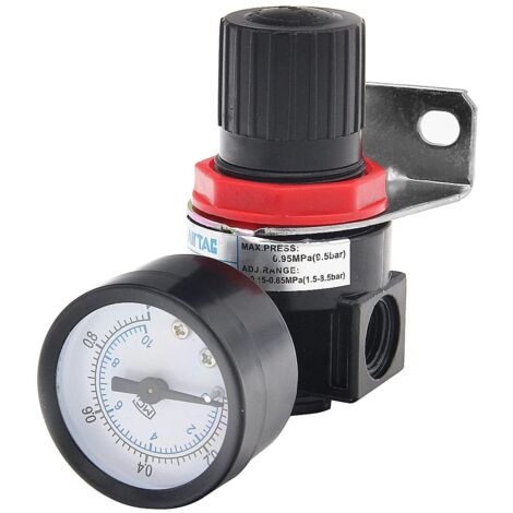 Régulateur de Filtre de compresseur d'air,raccord Femelle de contrôle de Pression d'air comprimé 1/4 "NPT avec jauge (1/5)