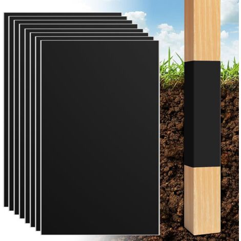 Lot de 8 manchons de protection imperméables pour poteaux de clôture 42 x 26 cm – PVC butyle – Protection contre la pourriture – Pour poteaux carrés 7,6 à 10,2 cm et ronds 7,6 à 12,7 cm