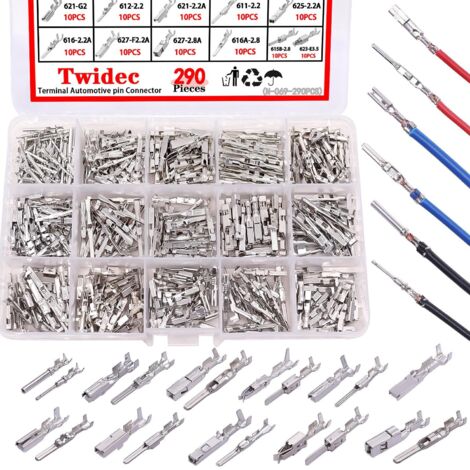 290 broches de borne de fil électrique de voiture 1/1,5/1,8/2,2/2,8/3,5 mm 21 types de connecteurs bornes de connecteur électrique de voiture Connecteur électrique non isolé broches à sertir (1/5)