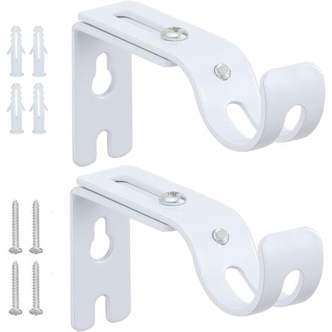 4 Pièces Support Barre Rideau Supports Réglables Attache Tringle Rideau Support Tringle (Blanc) (1/5)