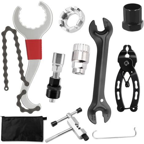 Kit d'outils de vélo, 8 pièces, multifonctions, avec extracteur de manivelle, fouet à chaîne 5-11 compartiments, extracteur de support, outil de retrait de rotor (1/5)