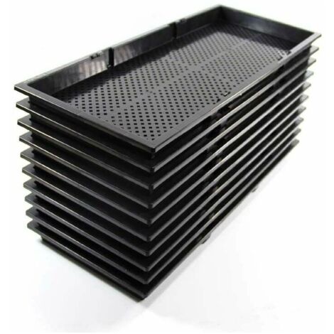 10pcs Plastique Plateau de Culture Plateau Semis Réutilisable Bac pour Plantation Noir pour Hydroponique en Serre Germination des Plantes de Semis