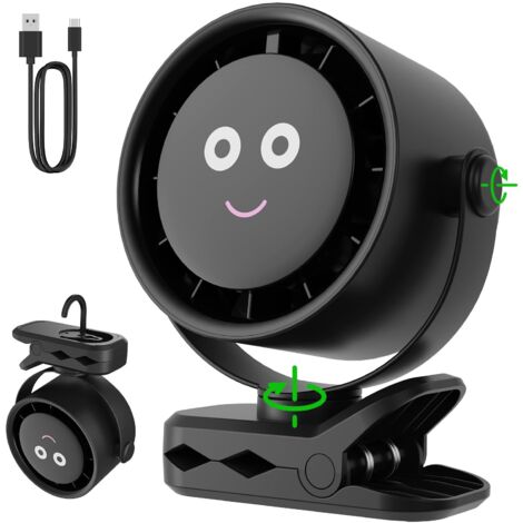Ventilateur Portable - 4000mAh Mini Ventilateur de Table Silencieux avec ClipCrochet,USB Rechargeable,5 Vitesses,Rotation 360°,Affichage LED,Petit Fan à Pince pour Maison Bureau Poussette Camping [Cla (1/5)