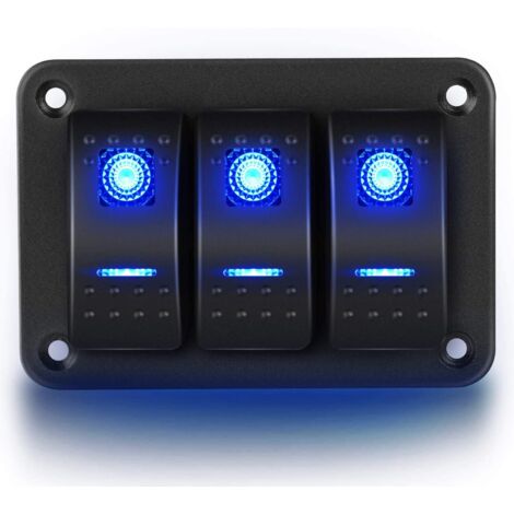 12V/20A, 24V/10A, 3 Gang Panneau en Aluminium Bascule Tableau de Bord Lumière LED, 5 Broches Marche/Arrêt Pré-Câblé Support de Commutateur à Bascule pour Voiture Automobile Bateau Marin (1/5)