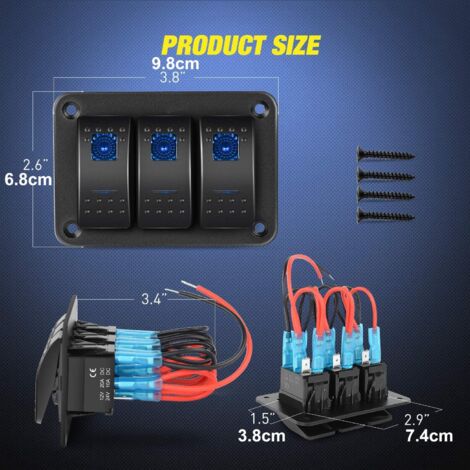Interrupteur étanche Bascule JES 24V/10A Ou 12V/20A - Avec Voyant LED Bleu/orange