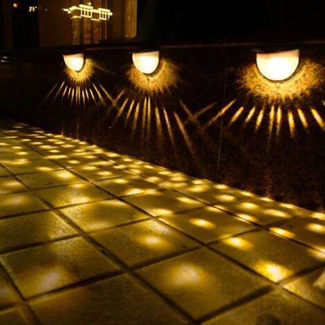 Appliques murales solaires sans Fil à LED pour clôture, Jardin, décoration extérieure, lumière Blanche Chaude, économie d'énergie, IP55, pour Jardin, Balustrade, clôture, Cour, lot(4pcs) (1/5)