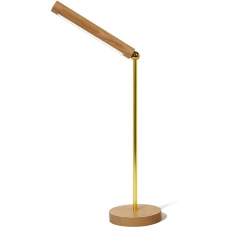 Rechargeable par USB Lampe de Table LED Magnétique, Lampe de Bureau Amovible avec Socle en Bois, Veilleuse sans Fil Portable pour Chambre, Salon, Bureau