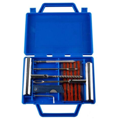 11 x Kit de Réparation de Pneus Lourds Ensemble d'outils de Réparation de Crevaison de Pneu de Voiture avec Boîte de Rangement pour Auto, Moto, VTT, Jeep, Camion, Tracteur (1/5)
