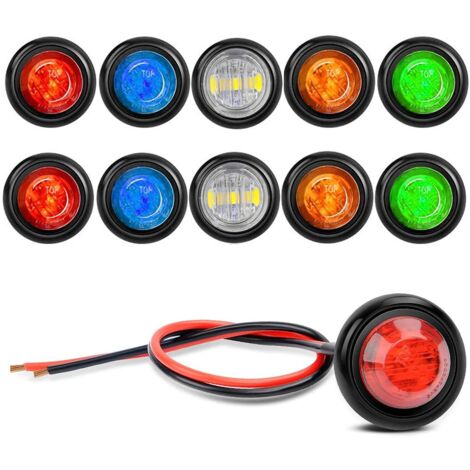 Applicable Lot de 10 Lumières LED Etanches, Lumières Intérieures à LED Utilitaires, Lumières de Navigation 12V(Rouge/Ambre/Bleu/Vert/Blanc) (1/4)