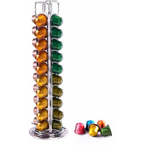 Applicable Support Capsules , Porte Dosette Capsules Café Rotatif 360 Degrés, Distributeur de Capsule Range, Rangement Capsules Presentoir - pour 40 Pièces (1/5)