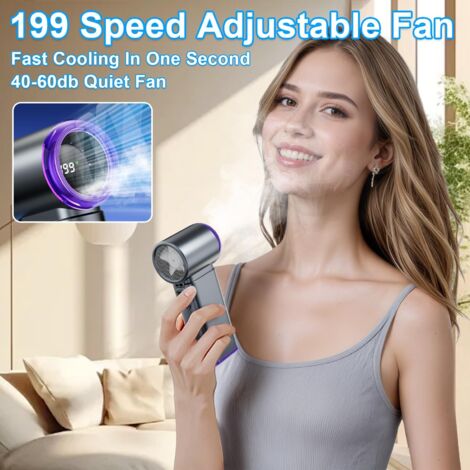 Ventilateur portable, mini ventilateur portable 4000 mAh rechargeable avec 5 vitesses