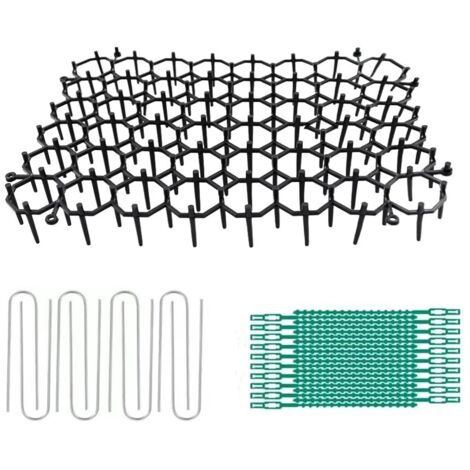 Tapis anti-chats en plastique 15,5 x 20 cm avec 8 piquets en forme de U et 20 attaches de câble pour clôture de jardin (lot de 12) (1/5)
