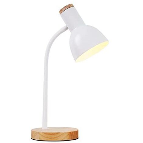 Lampe de Bureau Design avec Bois Idéale pour Bureau et Chambre Nécessite 1 Ampoule E-27 (AMPOULE NON INCLUSE) (BLANC)