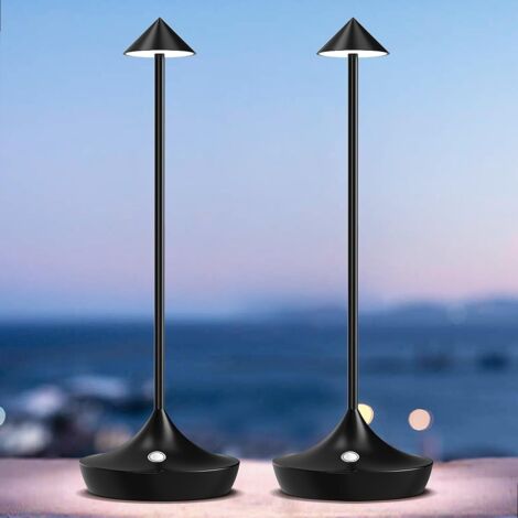 Lampe de chevet tactile sans fil LED rechargeable – 2 lampes – Aluminium étanche – Luminosité 300 LM – Températures de couleur 3000K/4500K/6000K (1/5)