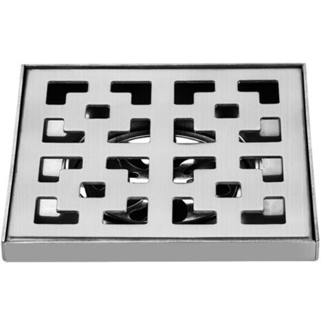 Siphon de sol extérieur, siphon de sol et siphon de douche, siphon de sol drainant, siphon de sol pour filtre à cheveux, argent - 15×15cm
