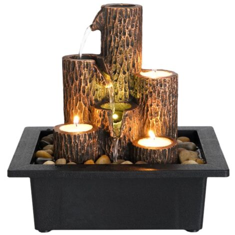 Fontaine de table colonne à étages avec 3 bougeoirs, mini cascade pour espaces intérieurs, fontaine d'eau relaxante