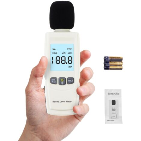Sonomètre numérique portable, testeur de bruit 30-130 dB avec alarme rétroéclairée, enregistrement de données, testeur de surveillance des décibels (1/5)
