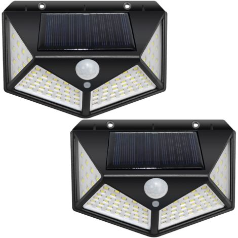 Lampe Solaire Extérieur 100 LED, Détecteur de Mouvement, Lumière Solaire Etanche éclairage Solaire, IP44 Lampe de Sécurité sans Fil lampe mural pour Jardin, Lot de 2 [Classe énergétique F] (1/5)