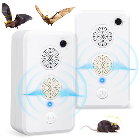 Lot de 2 répulsifs à ultrasons pour chauve-souris - Système électronique de rejet de chauve-souris pour porche et maison - Respectueux des humains et des animaux domestiques (1/5)