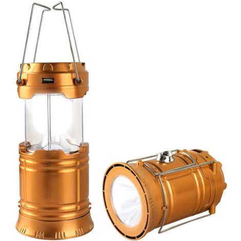 Lanterne de camping LED solaire et rechargeable, lampe de poche pliable et portable pour le quotidien, le camping, la randonnée, la pêche de nuit, les urgences, les ouragans, les tempêtes (1/5)