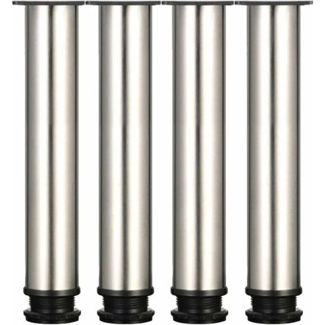 4 Pieds Réglables 300 mm De Hauteur épaissir les pieds d'armoire Pieds de table Pieds de meubles, Acier inoxydable brossé, Hauteur réglable 0-15 mm Venez avec des vis en acier inoxydable (1/6)