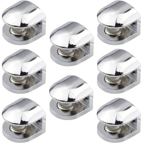 Lot de 8 pinces à verre réglables – Alliage de zinc – Pour verre de 6 à 8 mm – Fixation miroir et étagères en bois (1/5)