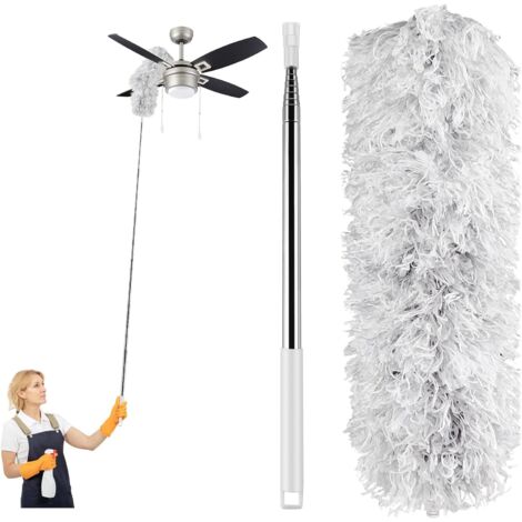 Plumeau Poussière, Plumeau Télescopique, Jusqu'à 2,8 m de Long Collecteur de poussière en Microfibre rétractable Extra Long, Balai Pliable Lavable, pour Coins, plafonds, Toiles d'araignée (1/5)