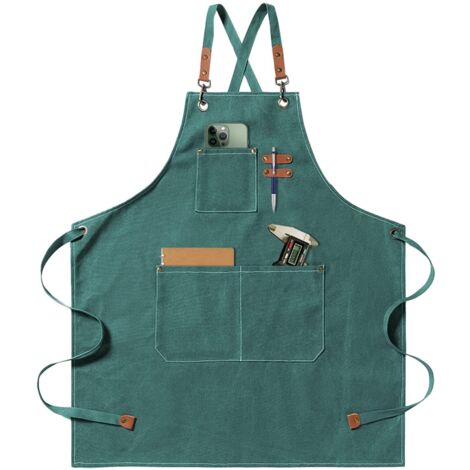 Tabliers de Cuisine 68x76cm Réglable Tablier Barbecue avec 3 Poches Tablier pour Hommes Femmes Tablier Sangles Croisées Tabliers pour Barbecue, Restaurant, Jardin, Barbecue, Café (1/5)