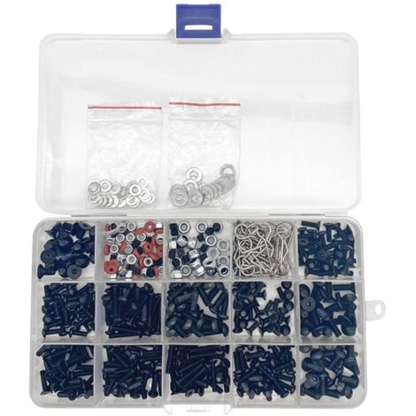 Kit de vis 520 pièces pour véhicules télécommandés comprenant différentes tailles et types de vis dans une boîte de rangement organisée (1/4)