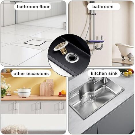Bouchon Douche Anti-odeur Silicone Gris - Lot De 2, 20x20 Cm, Pour évier, Baignoire, Salle De Bain
