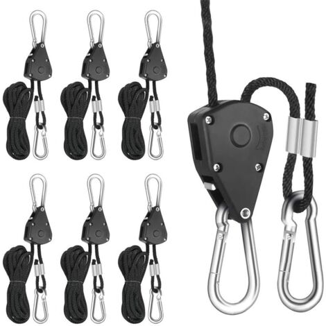 5 Paires Sangle à Cliquet Corde 1/8 Pouces Rope Ratchet Robuste Réglable pour Lampe à Suspension Growth, (1/5)