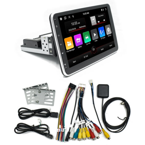 Lecteur multimédia voiture 1Din 10,1" Android 13 – Écran rotatif réglable – Bluetooth 5.1 – GPS Beidou/GPS + GLONASS