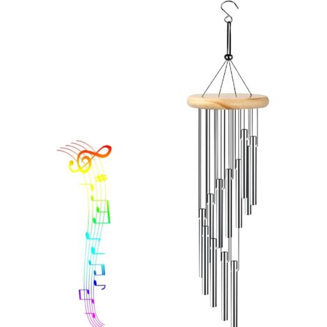 Carillon à Vent de Jardin,Carillons éoliens,Carillon a Vent Exterieur,Tube en Aluminium Bois Massif Carillons éoliens,Tubes Carillons Vent Eoliens Suspendu,pour Maison Jardin Arbre Intérieur Extérieur