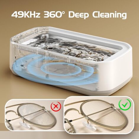 Nettoyeur à Ultrasons 47000 Hz - Pour Bijoux, Lunettes, Montres, Dentiers - Nettoyage Profond Sans Rayure