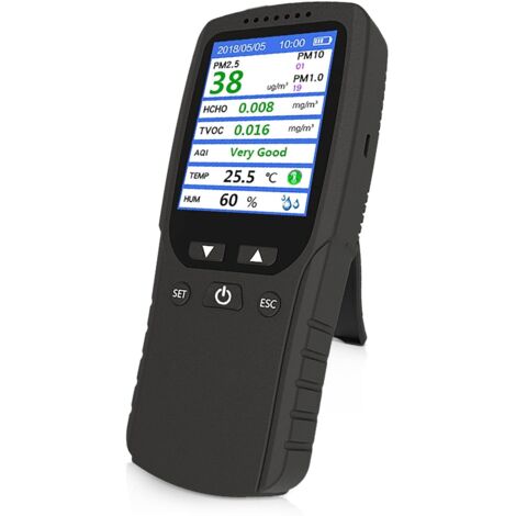 Moniteur de qualité de l'air, détecteur de formaldéhyde à bouche ondulée, pollueur, capteur, détecteur Formaldéhyde HCHO / TVOC gaz COV détection des poussières de particules pm2,5 microns