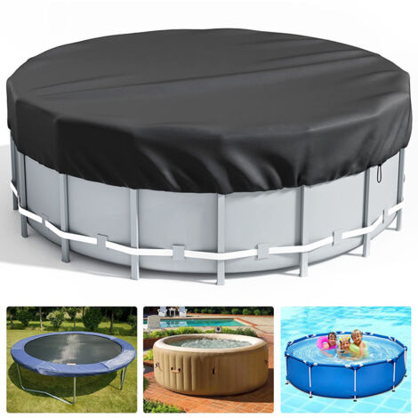 Couverture de meubles, couverture de piscine, piscine domestique pliable ronde résistante aux UV, noire (1/4)