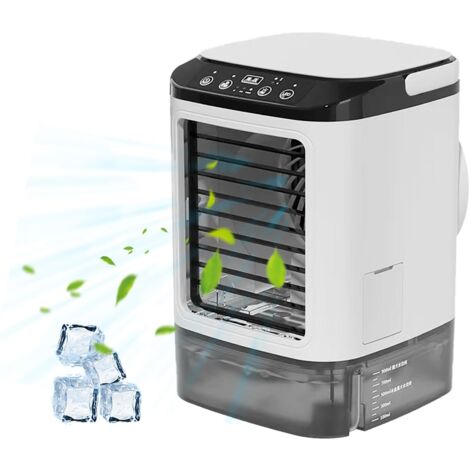 Climatiseur portable 4-en-1 – Refroidisseur d'air avec 3 vitesses – Réservoir 900 ml pour 6-9h de refroidissement – Pour chambre et bureau