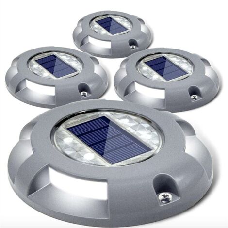 Solaire Pont Lumières Allée Dock Lumière LED Marqueurs De Route Imperméables Extérieurs À Énergie Solaire Pour Étape Trottoir Escalier Jardin Chemin Au Sol Patio Yard 4 Pack (Blanc) (1/5)