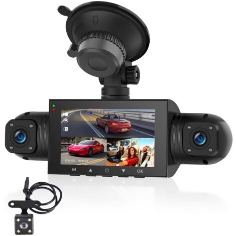 Applicable Dashcam 360 degrés, caméra Frontale HD 1080P avec caméra Gauche/Droite/arrière, capteur G à 4 canaux, détection de Mouvement, Enregistrement en Boucle, Mode stationnement 24 Heures (1/5)